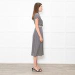 Prada Navy Cream Polka Dots With Canvas Elasticated Belt Dress