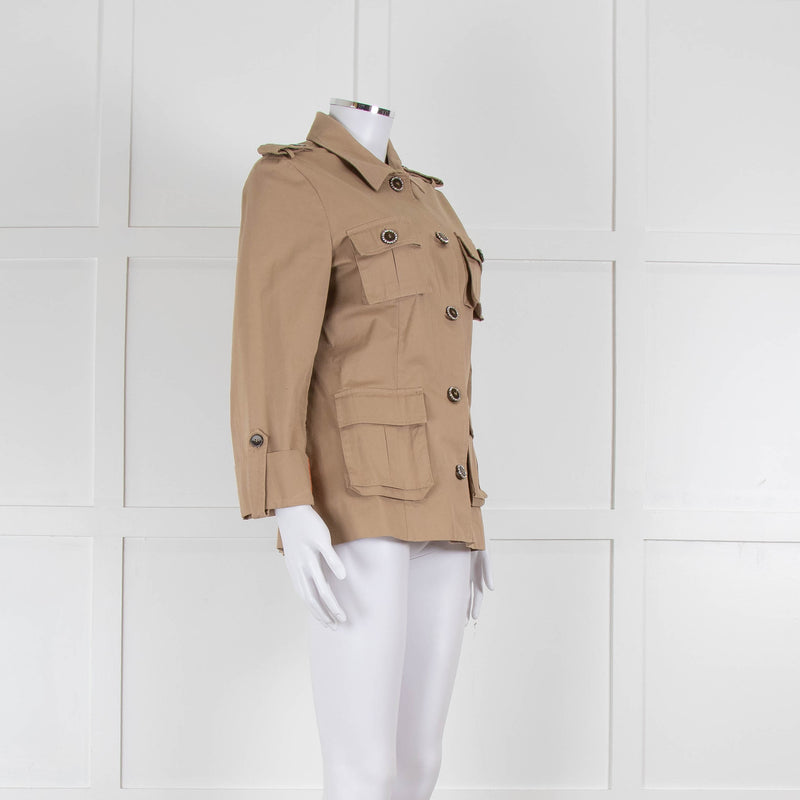 Pinko Safari Jacket with Wooden Jewelled Buttons