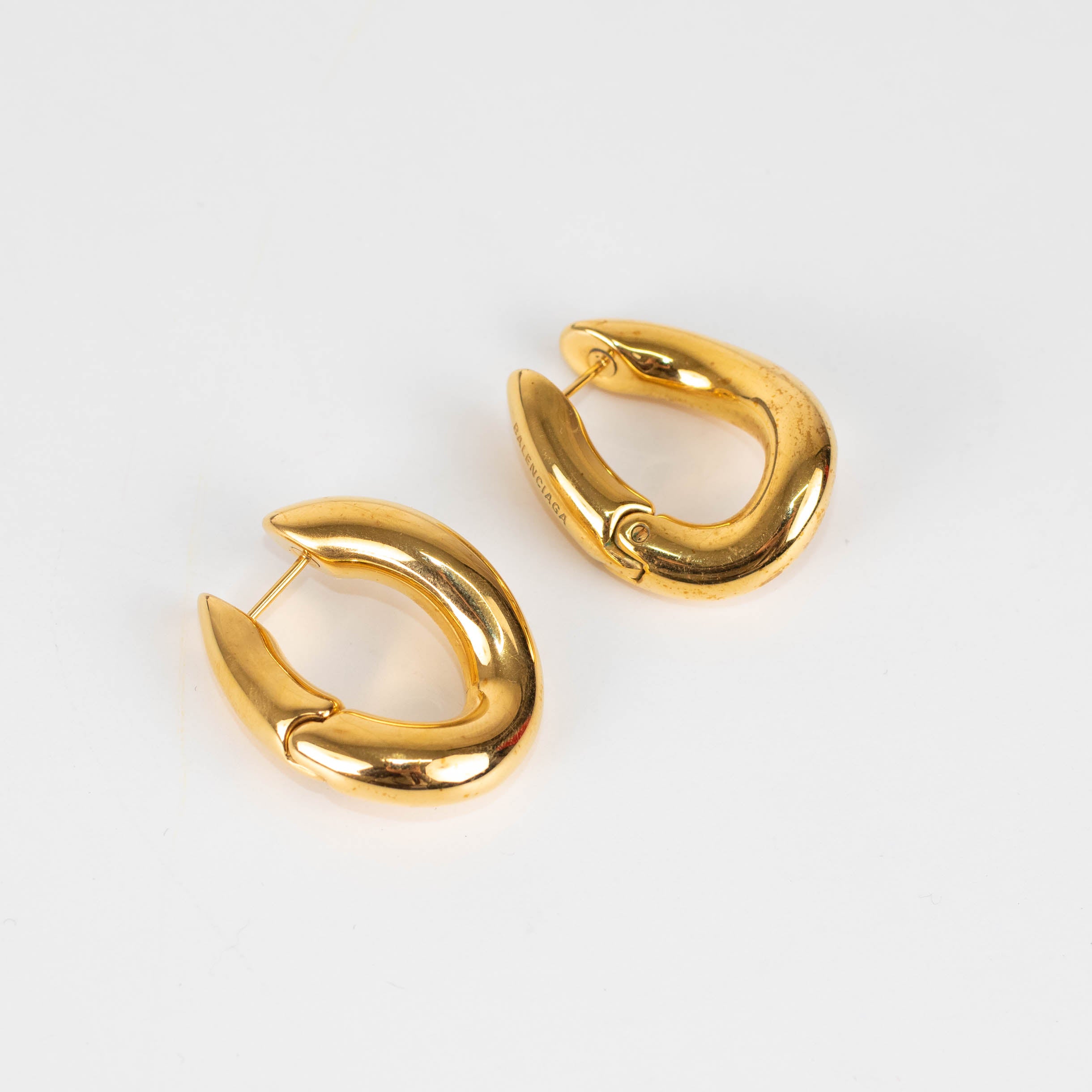 Balenciaga Loop Gold Plated Hinged Hoop Earrings – Phoenix Style