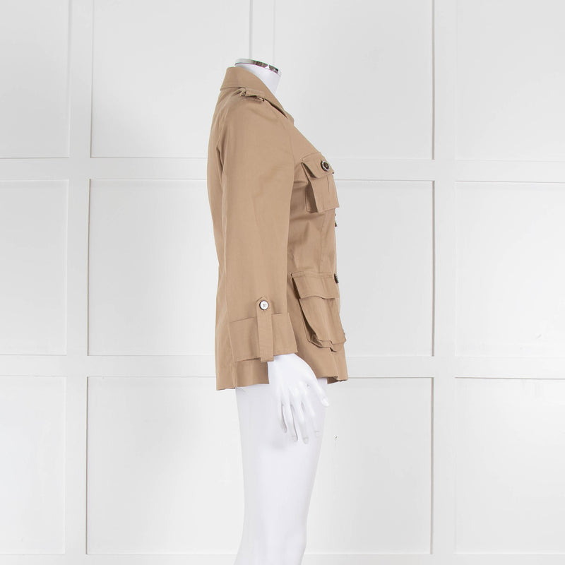 Pinko Safari Jacket with Wooden Jewelled Buttons