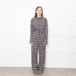 Stine Goya Light Grey Navy Copper Check Jersey Jumpsuit