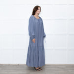 Anna Mason Light Blue Cotton Long Sleeved Maxi dress
