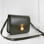 Celine Olive Green Leather Teen Classic Box Bag