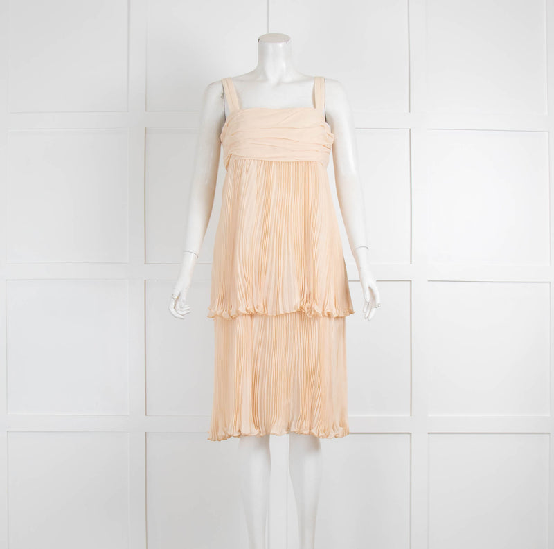 Joseph Light Peach Pleated Layer Sleeveless Dress