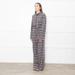 Stine Goya Light Grey Navy Copper Check Jersey Jumpsuit