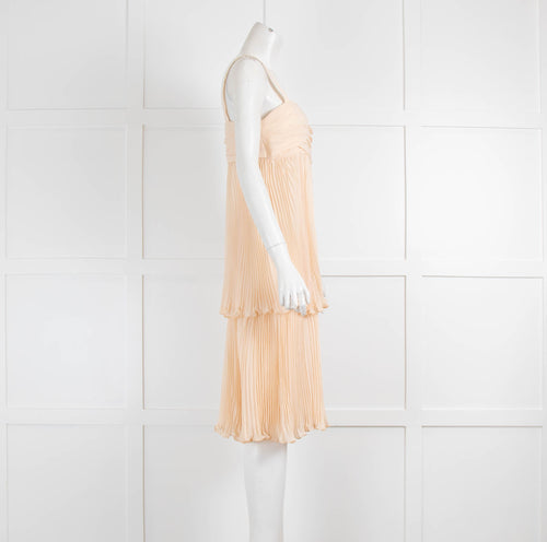 Joseph Light Peach Pleated Layer Sleeveless Dress