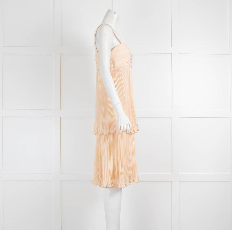 Joseph Light Peach Pleated Layer Sleeveless Dress