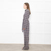 Stine Goya Light Grey Navy Copper Check Jersey Jumpsuit