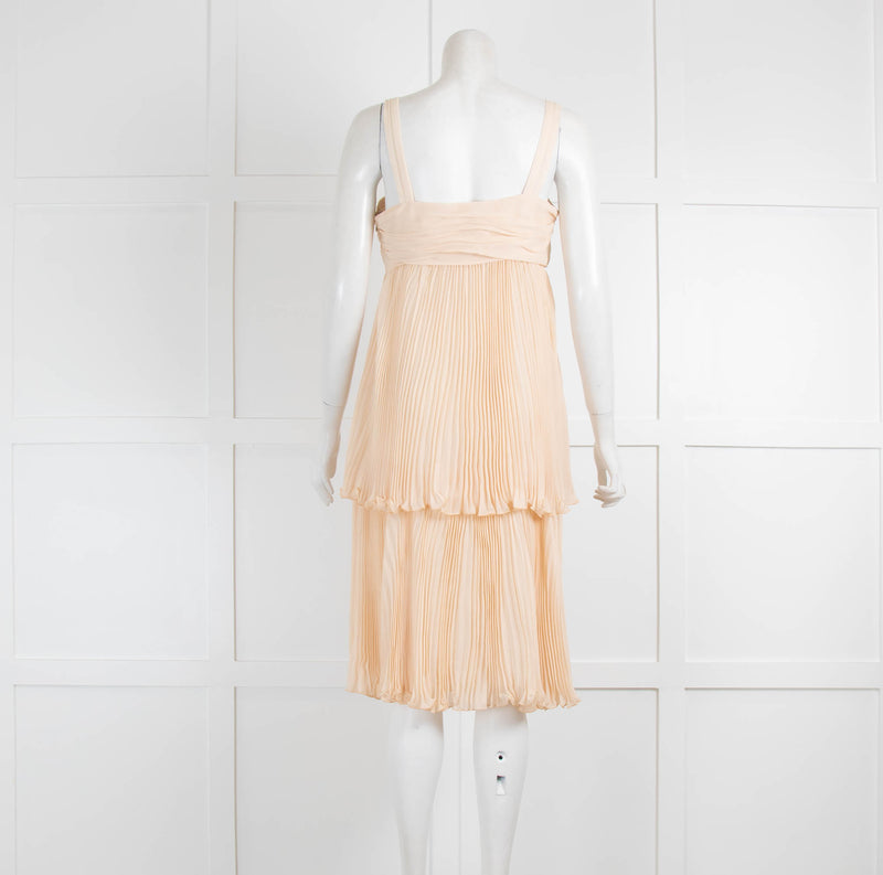 Joseph Light Peach Pleated Layer Sleeveless Dress