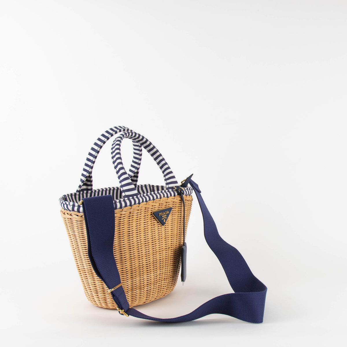 Prada Midollino Blue Wicker Crossbody Bag