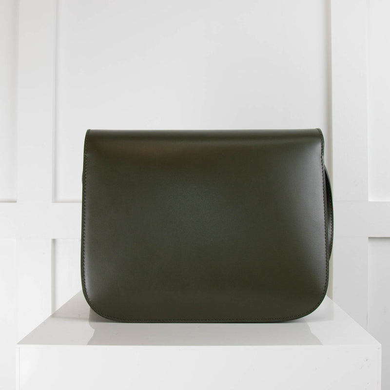 Celine Olive Green Leather Teen Classic Box Bag