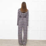 Stine Goya Light Grey Navy Copper Check Jersey Jumpsuit