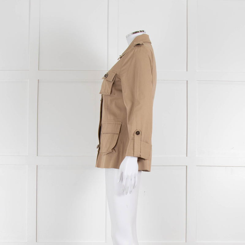 Pinko Safari Jacket with Wooden Jewelled Buttons