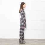 Stine Goya Light Grey Navy Copper Check Jersey Jumpsuit
