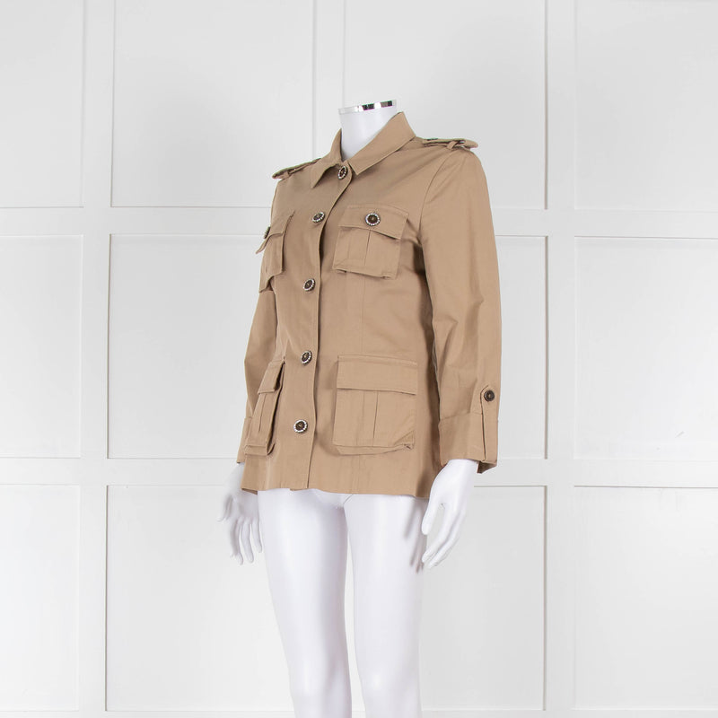 Pinko Safari Jacket with Wooden Jewelled Buttons