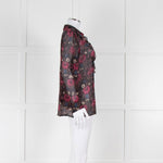 Paige Brown, Pink and Blue Frill Front Sheer Blouse