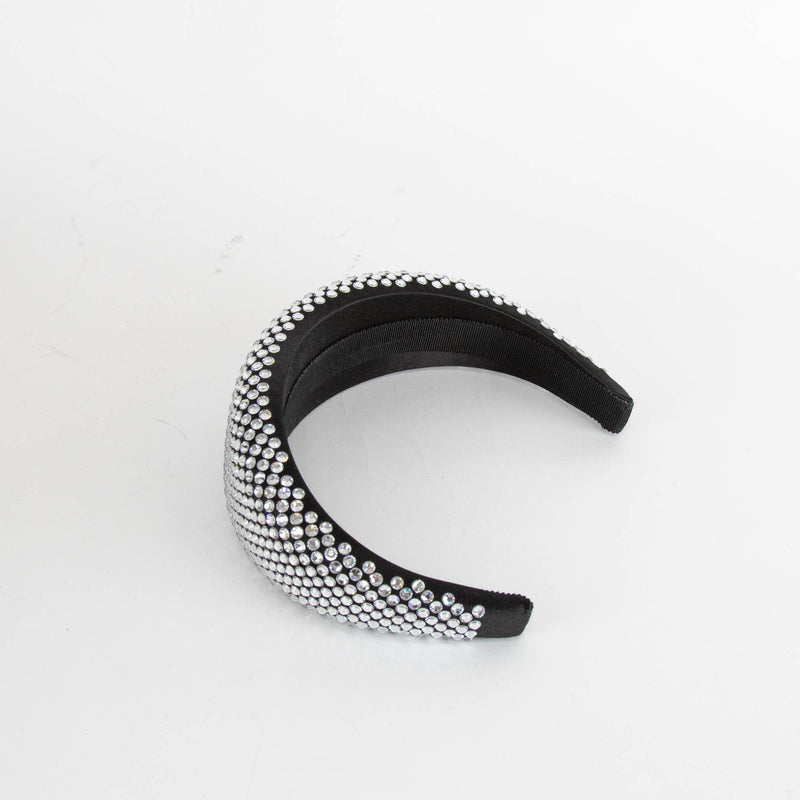 Prada Black Satin Crystal Embellished Headband
