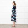 Essential Antwerp Navy Blue Coral Pink Green Floral Belted Shirt Dress