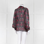 Paige Brown, Pink and Blue Frill Front Sheer Blouse