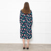 Essential Antwerp Navy Blue Coral Pink Green Floral Belted Shirt Dress
