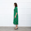 Ba&sh Green Black Floral Silver Lurex Button Up Midi Dress