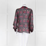 Paige Brown, Pink and Blue Frill Front Sheer Blouse