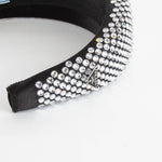 Prada Black Satin Crystal Embellished Headband
