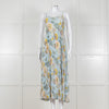 Vince Pale Blue and Green Floral Print Pleated Strappy Dress
