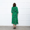 Ba&sh Green Black Floral Silver Lurex Button Up Midi Dress