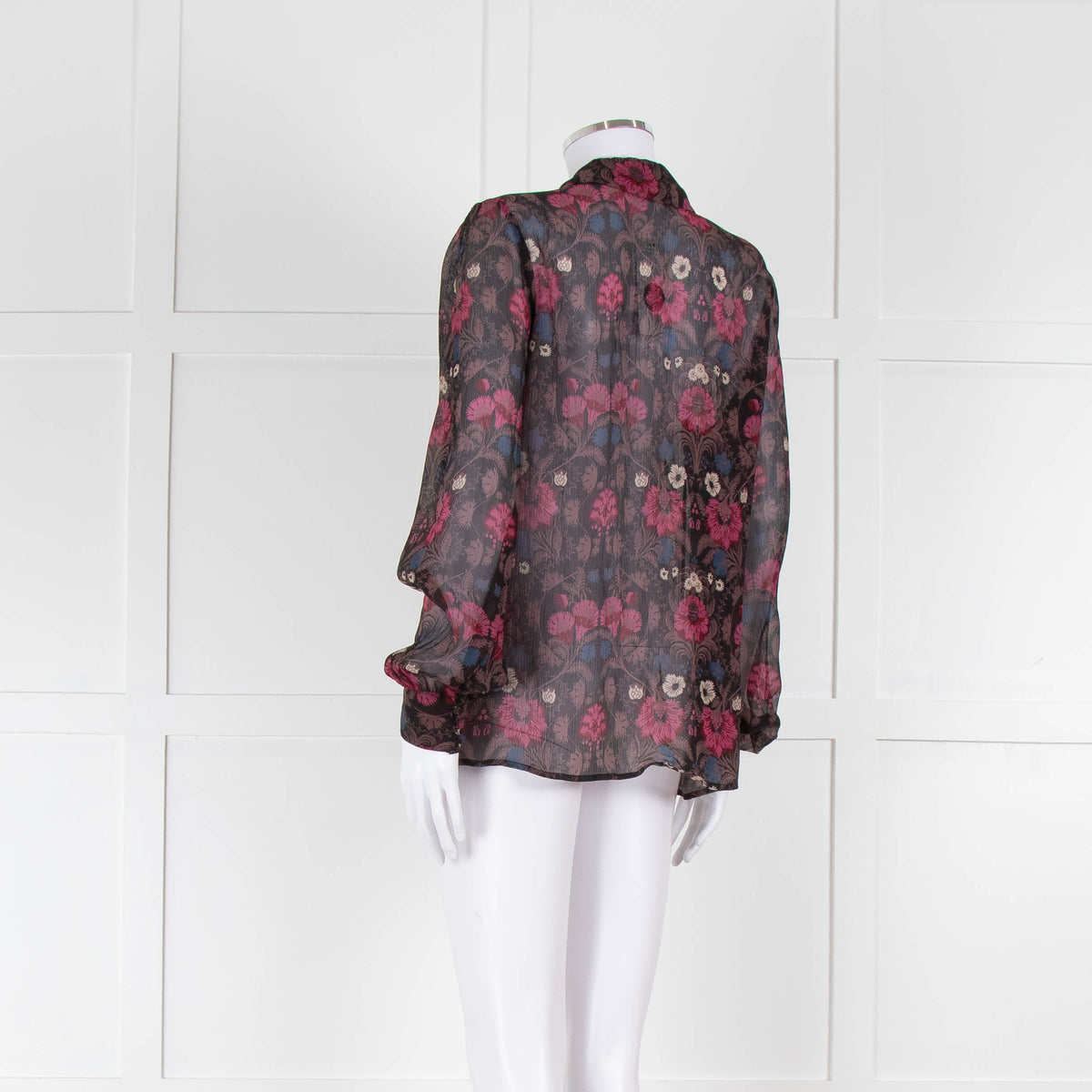 Paige Brown, Pink and Blue Frill Front Sheer Blouse