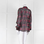 Paige Brown, Pink and Blue Frill Front Sheer Blouse
