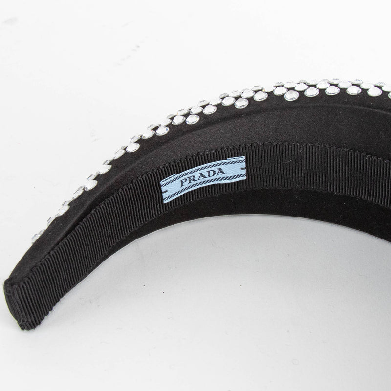 Prada Black Satin Crystal Embellished Headband