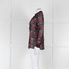 Paige Brown, Pink and Blue Frill Front Sheer Blouse