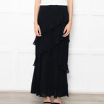 Reformation Black Frill Trim Maxi Skirt