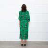 Ba&sh Green Black Floral Silver Lurex Button Up Midi Dress