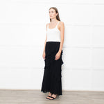 Reformation Black Frill Trim Maxi Skirt
