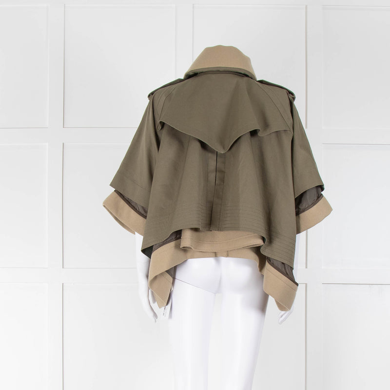Sacai Khaki Beige Layered Short Trench Coat