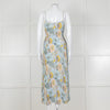 Vince Pale Blue and Green Floral Print Pleated Strappy Dress