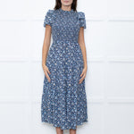 Cefinn Black Blue Floral Tiered Dress