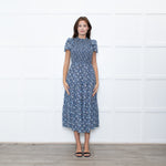 Cefinn Black Blue Floral Tiered Dress