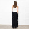 Reformation Black Frill Trim Maxi Skirt