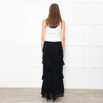 Reformation Black Frill Trim Maxi Skirt