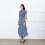 Cefinn Black Blue Floral Tiered Dress