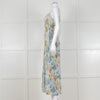 Vince Pale Blue and Green Floral Print Pleated Strappy Dress
