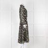 Cefinn Black Midi Dress in Yellow and Green Floral Print