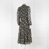 Cefinn Black Midi Dress in Yellow and Green Floral Print