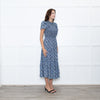 Cefinn Black Blue Floral Tiered Dress