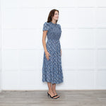 Cefinn Black Blue Floral Tiered Dress