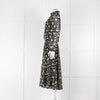 Cefinn Black Midi Dress in Yellow and Green Floral Print