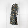 Cefinn Black Midi Dress in Yellow and Green Floral Print
